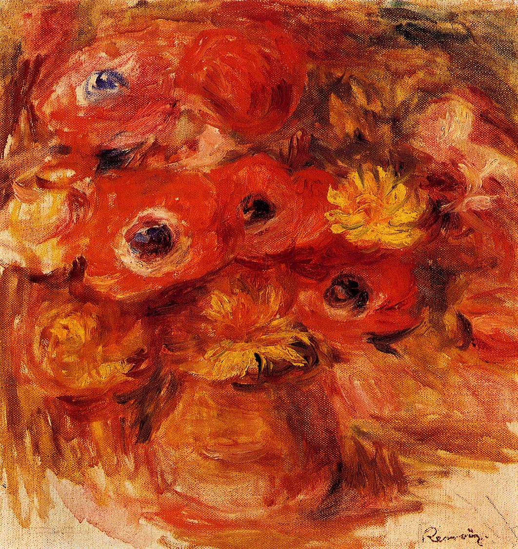 Vase of Anemones - Pierre-Auguste Renoir painting on canvas